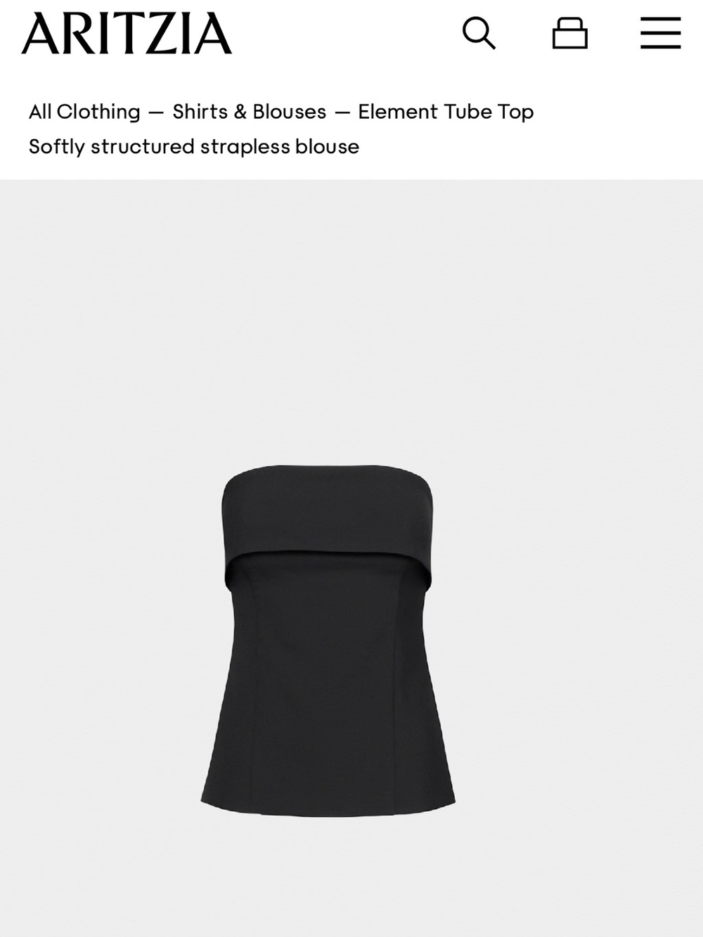 BRAND NEW Aritzia Babaton Element Tube Top Black Strapless